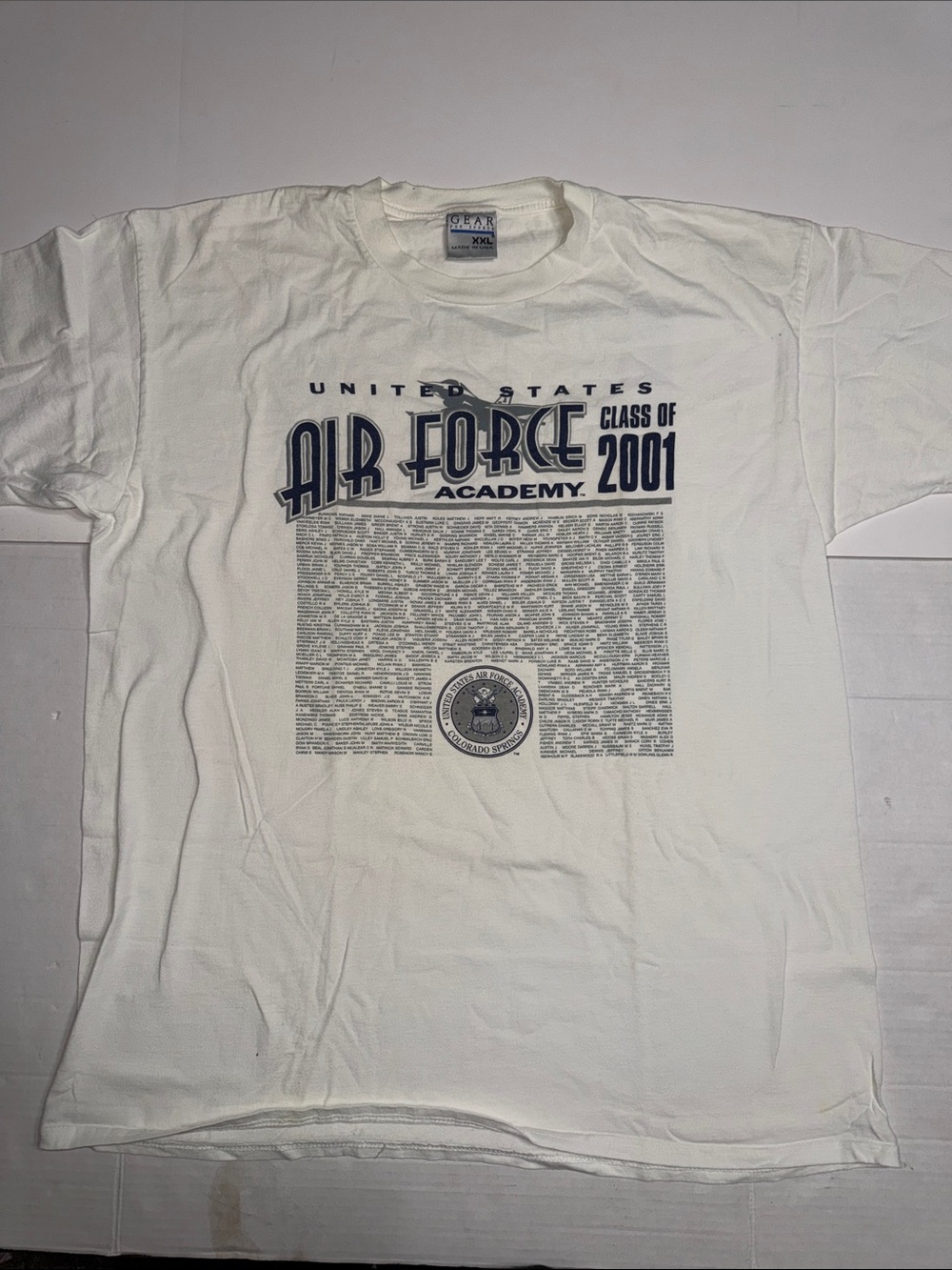 Gear For Sports White Air Force Academy Class of 2001 Graphic Tee